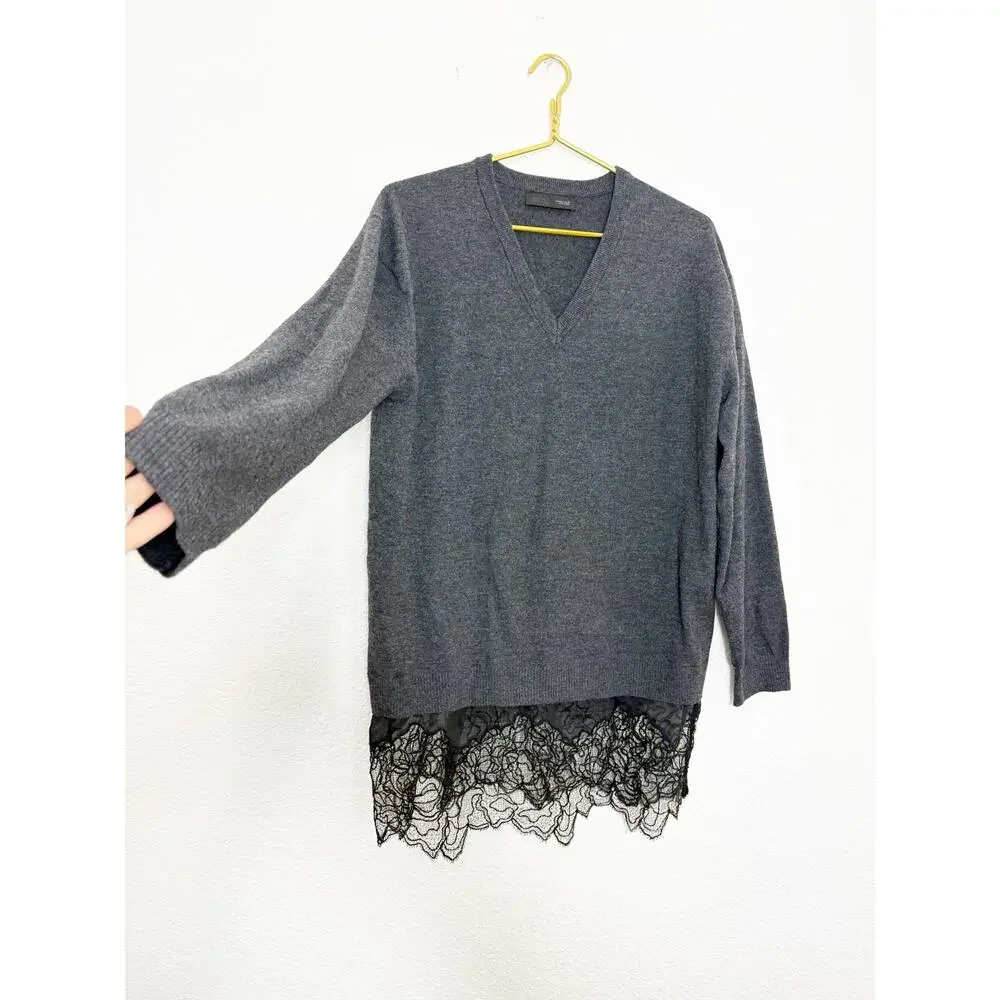 Zara Long Lace Combination Knit Jumper Sweater Size Small Oversized 2756/152